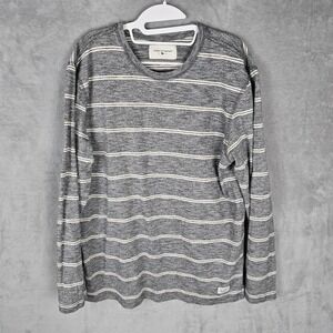 Modern Amusement‎ Mens XL Grey White Striped Long Sleeve Crew Neck T-Shirt